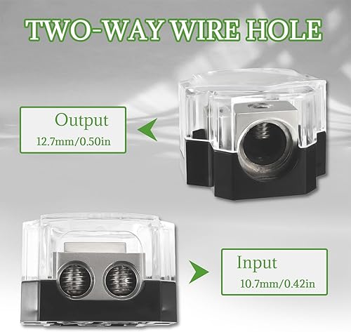Miniatura 3 de BOJACK Bloque de conexión de distribución de energía de 2 vías, entrada de calibre 1x024, salida de calibre 2x48, bloque de distribución de energía