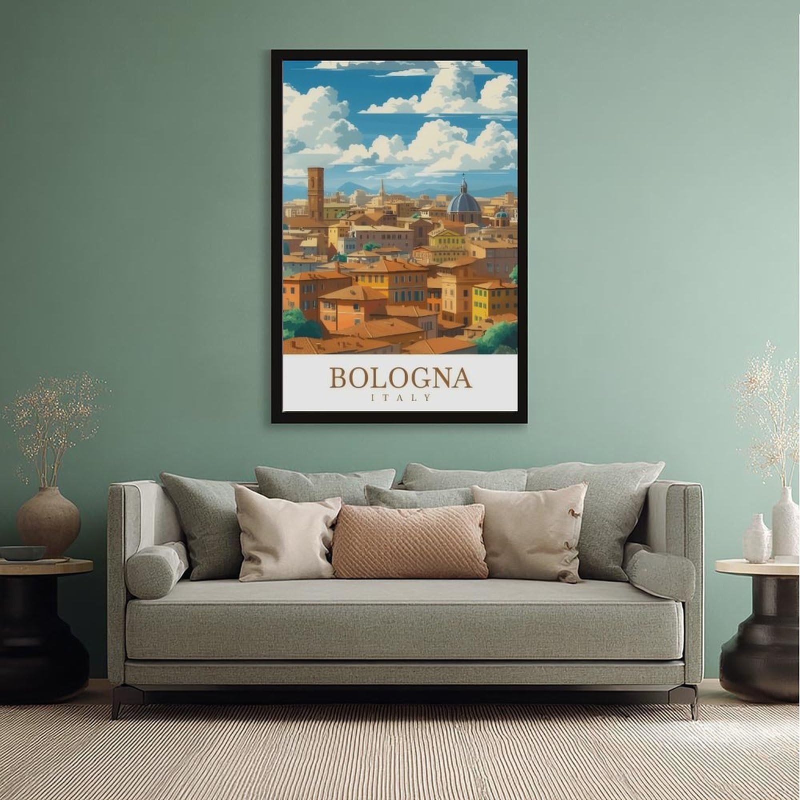 Poster su tela a tema viaggi Bologna, Italia (1), decorazione per camera da letto, ufficio, stanza, regalo, 40,6 cm di lunghezza x 61 cm di larghezza