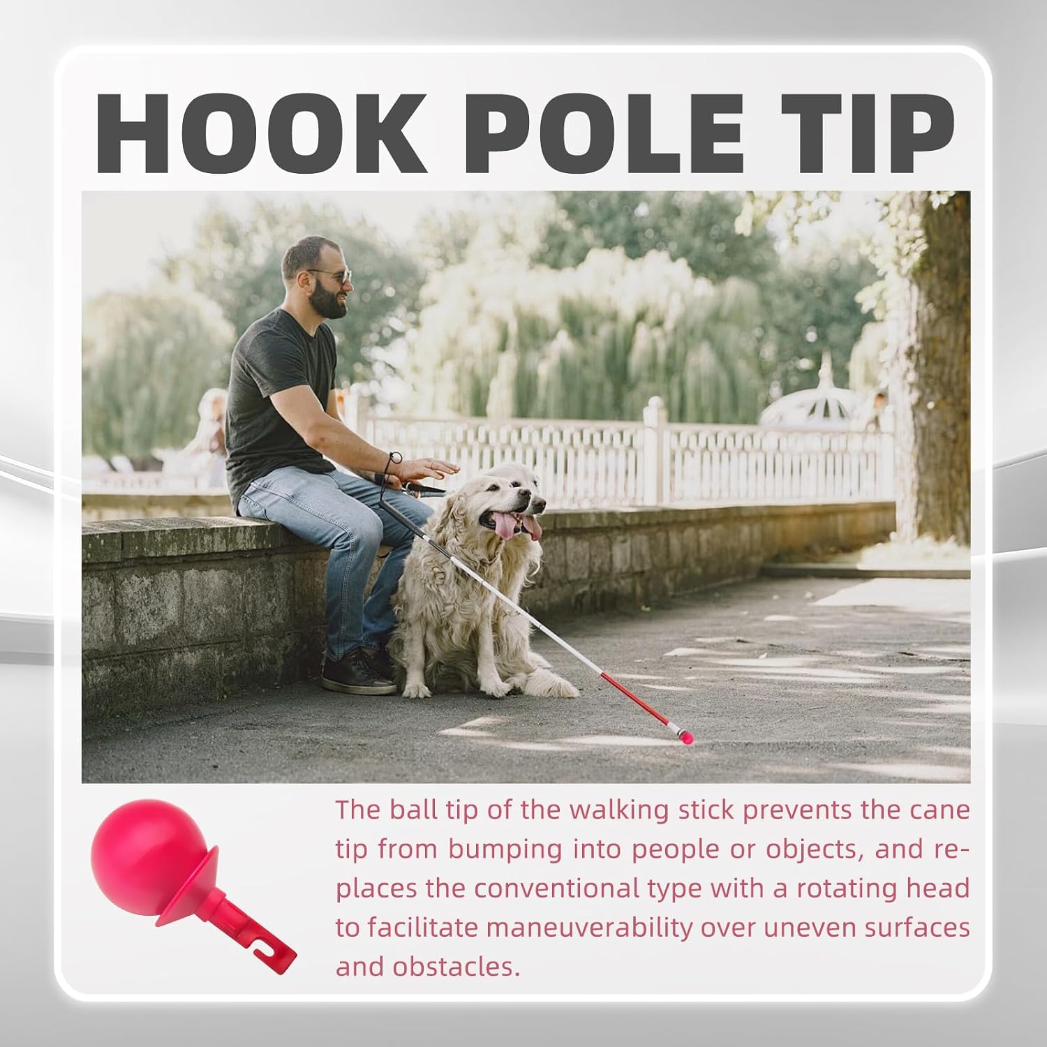 Rotating Ball Cane Tip, Easy Install Replacement Accessory