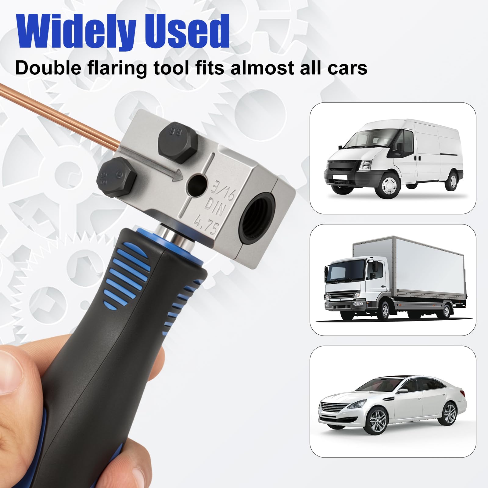 Poweka Kit de Herramienta Abocardar Tubos Freno DIN, 4,75 mm (3/16") Universal Herramienta para Bordes de Tubos de Freno, 7,62 m Cable de Freno con 16 Racores y 5 Conectores