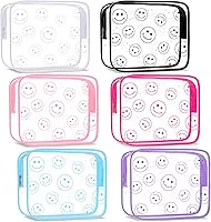 Vista 1 de Cunno 6 bolsas de maquillaje para mujeres, regalos para mujer, diseño bohemio, cara sonriente, flamenco, bolsas de maquillaje transparentes