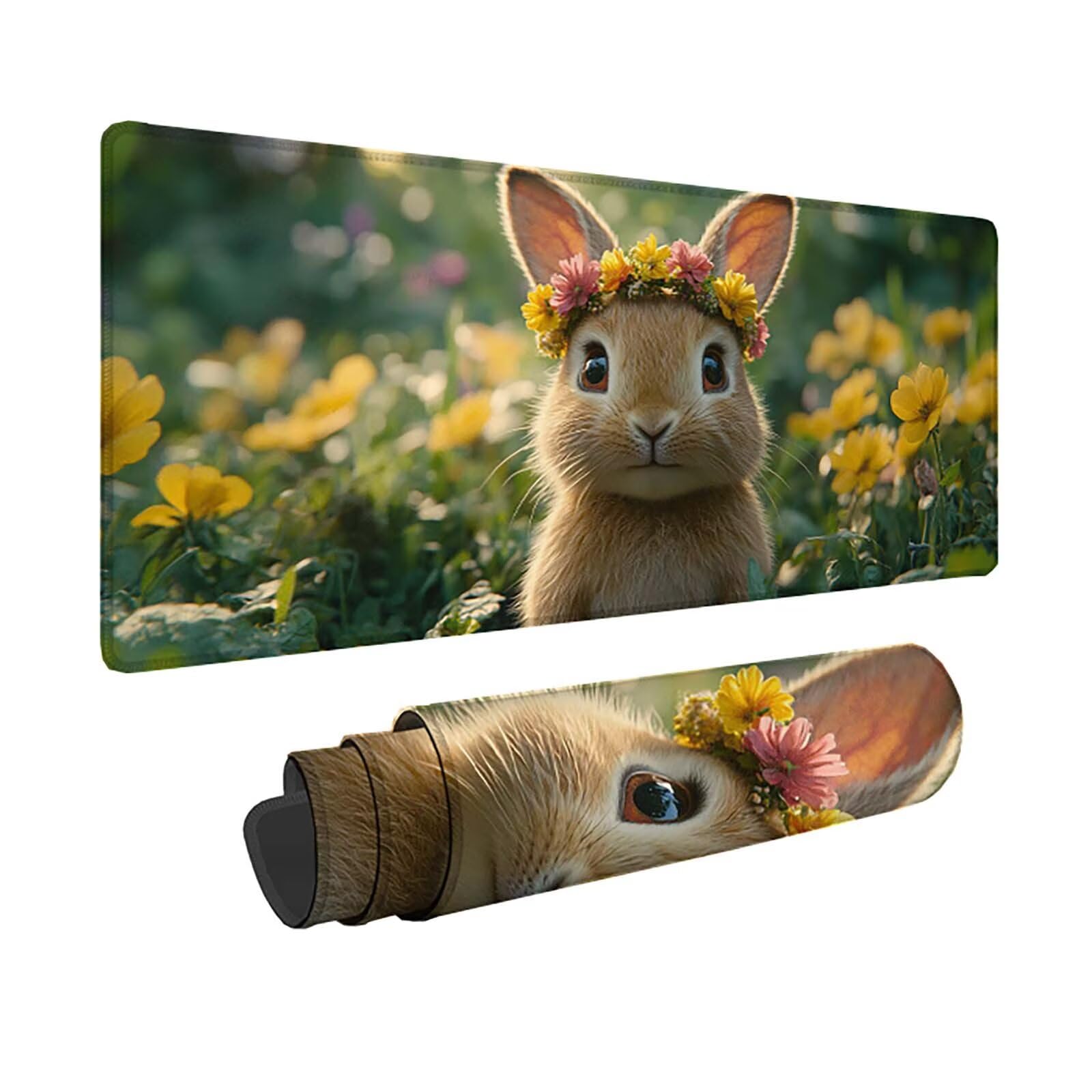 Tapis souris lapin sous main bureau imperméable et antidérapant PC - 8