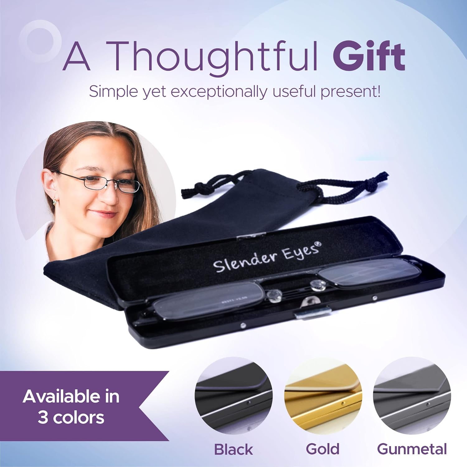 Compact Reading Glasses With Ultra-High Optical Quality Frame and Lenses, Includes Case that Acts as Phone Stand