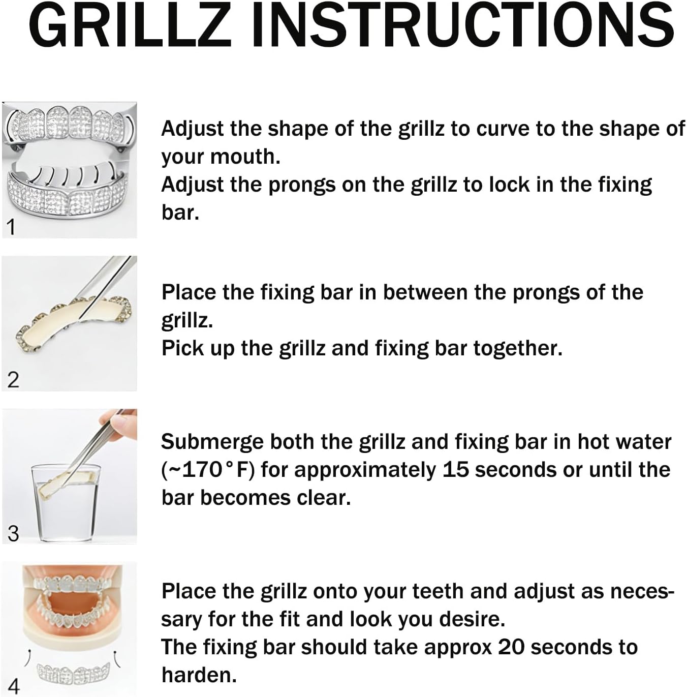 Men and women Adjustable Gold and Silver Grillz - Hip Hop Bling Tooth Covers with Cubic Zirconia - Detachable Fashion Dental Jewelry for Men image 5