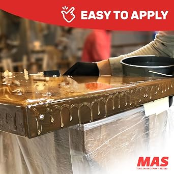 MAS Epoxies Table Top Pro Epoxy Kit, 2-Gallon, (1-Gal Part A + 1-Gal Part B) Crystal Clear Resin Casting for DIY Arts, Crafts, Countertops, Wood Tables, Tabletops, Bar Tops