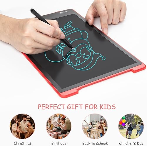 Miniatura 7 de Mafiti - Tablet de escritura LCD de 12 pulgadas, colorida, blocs electrónicos para escritura y dibujo, pizarra de garabatos para niños y niñas, rojo