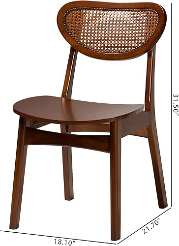 Miniatura 3 de Baxton Studio Hesper - Juego de 2 sillas de comedor, color marrón nogal/marrón claro Marrón nogal/marrón claro,Marrón oscuro/Light