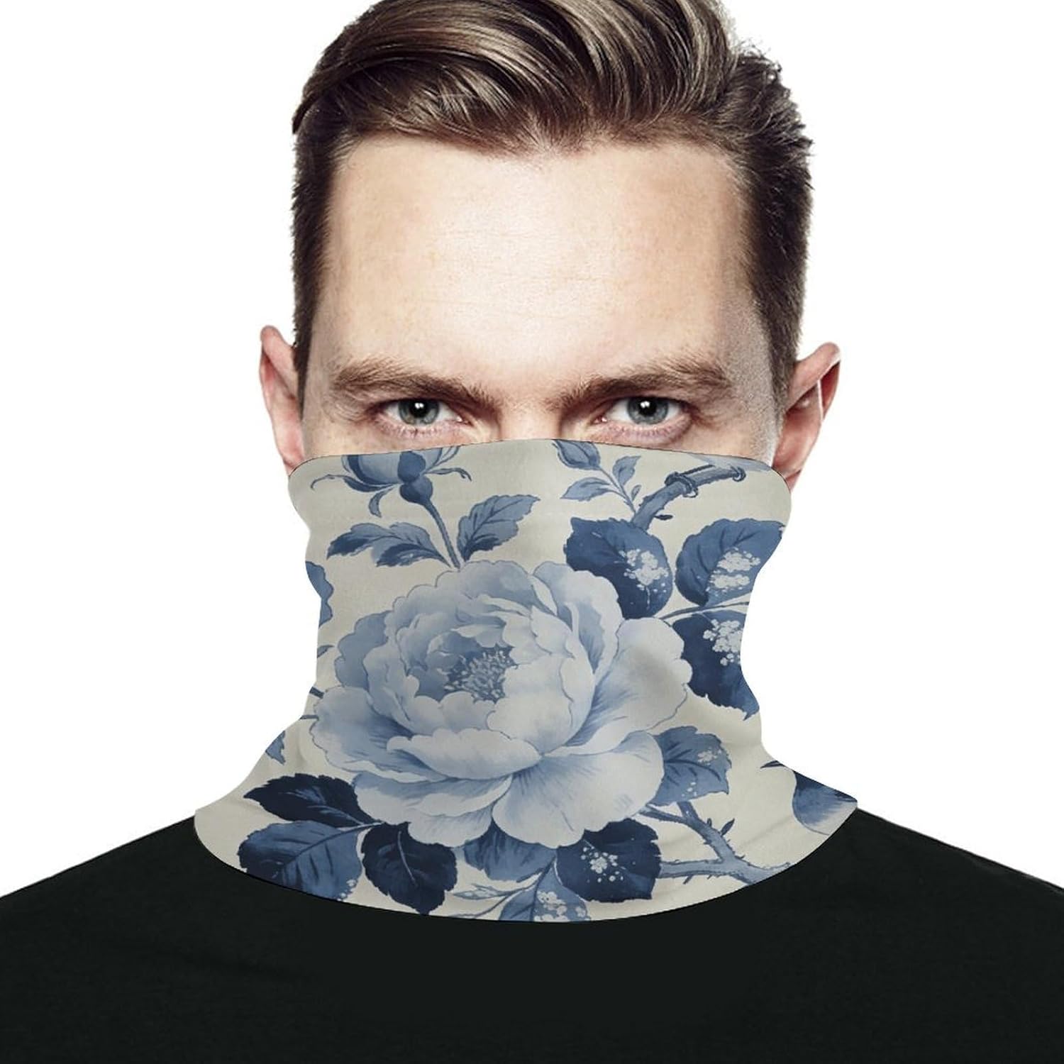 Toile Print Blue And White Neck Gaiter Face Mask for Men And Women Breathable Dustproof Face Cover Scarf for Outdoor Sports Sun Protection Bandana for Fishing Hiking