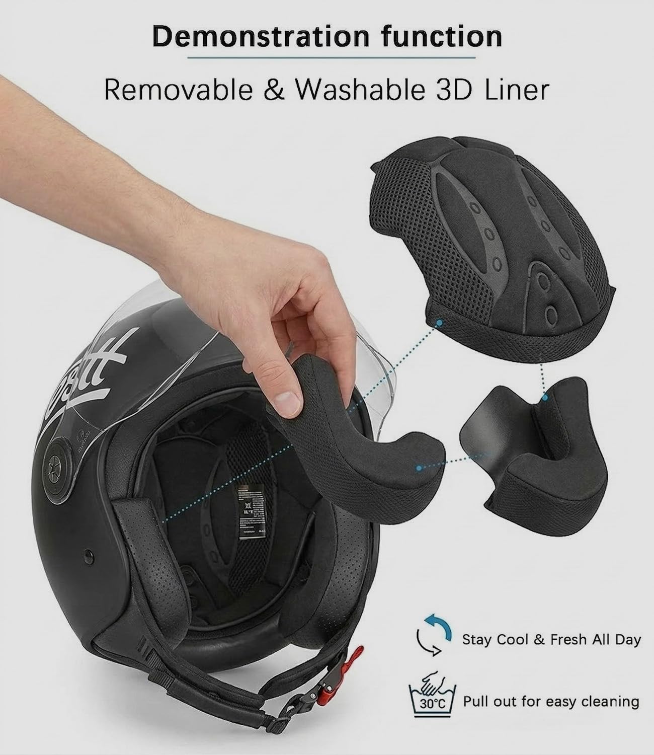 Westt Jethelm mit Visier ECE 22.06 – Leichter Motorradhelm für Damen und Herren – Roller Helm Mopedhelm in 4 Größen (S, M, L, XL)