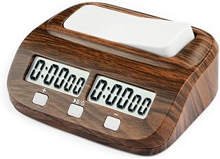 LEAP Digitale Schachuhr mit Bonuszeit & Verzögerung, Schach Timer bis 10 Stunden, LED Display, Turnier Schach Uhr für Schach, Go & Dame, batteriebetrieben