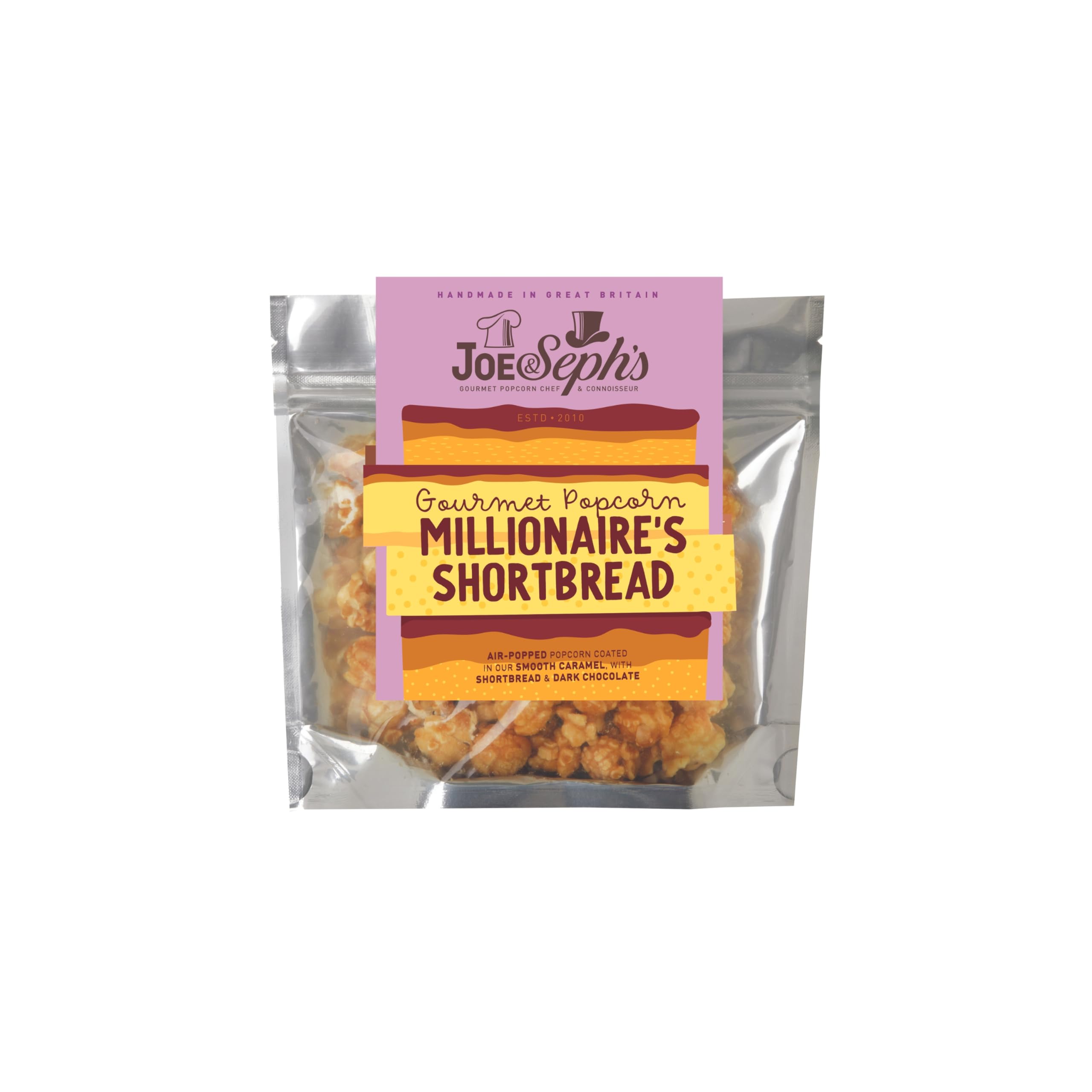 Joe & Seph's Millionaire's Shortbread Popcorn (1x30g), gourmet popcorn, on the go snack, sweet popcorn