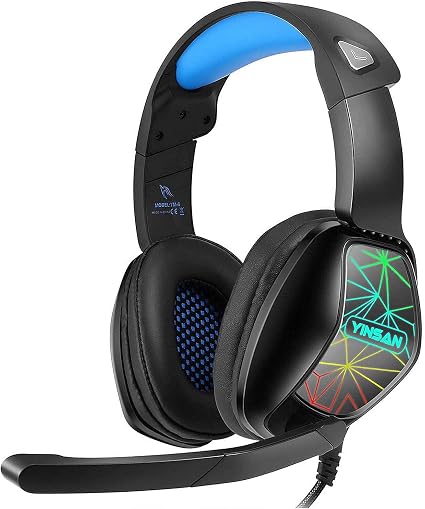 YINSAN TM6, Cuffie Gaming, Cuffia Gamer da Gioco da 3,5 mm Jack con  Microfono Flessibile