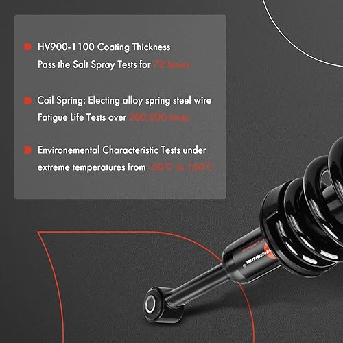 Miniatura 4 de A-Premium Par delantero (2) conjunto completo de resorte y resorte helicoidal compatible con Toyota Tundra 2007-2020 4WD, lado del conductor y del