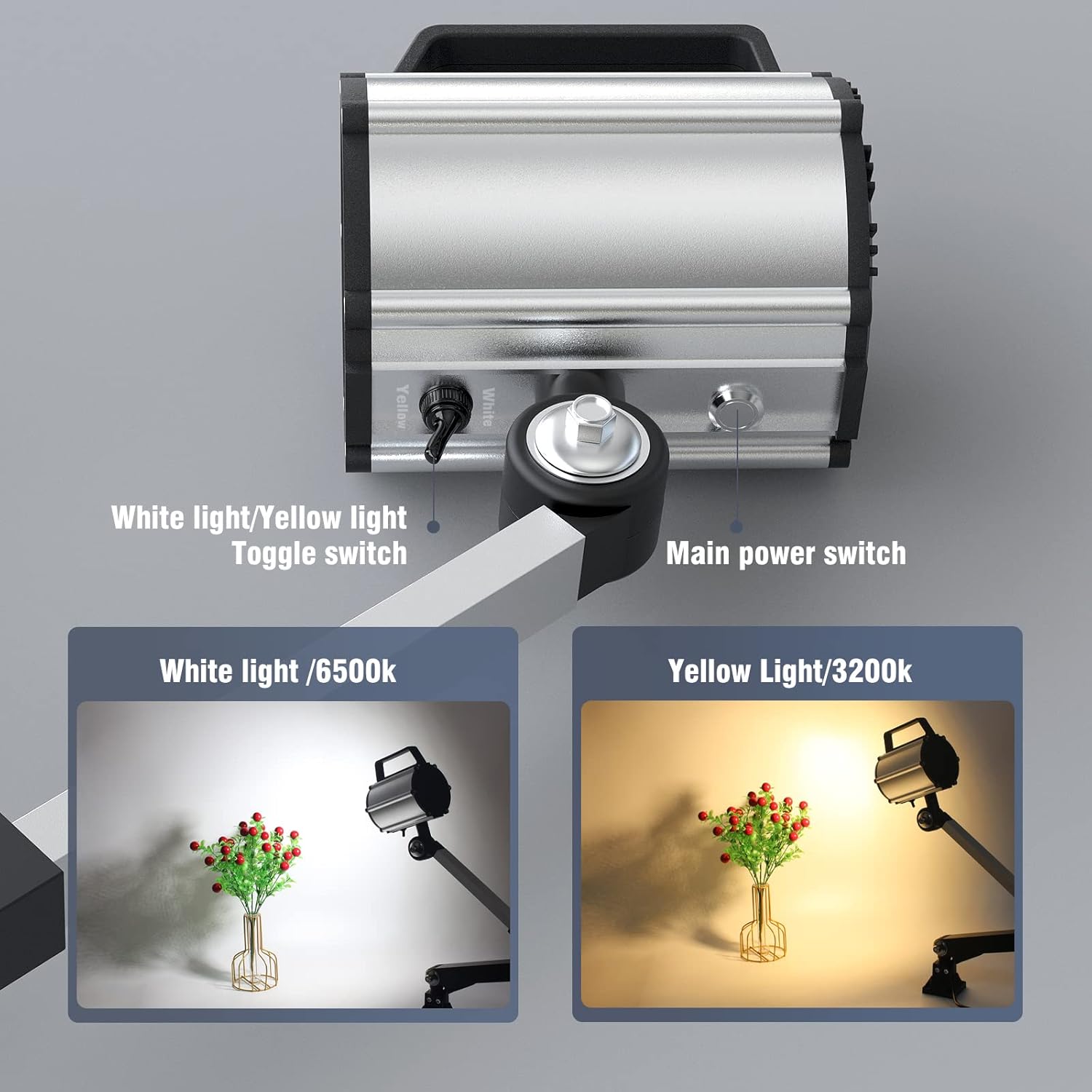 Led Machine Light Flex Arm Machine Light Multipurpose Waterproof lathe Light Drill Press Light 18W,Warm and Cold light