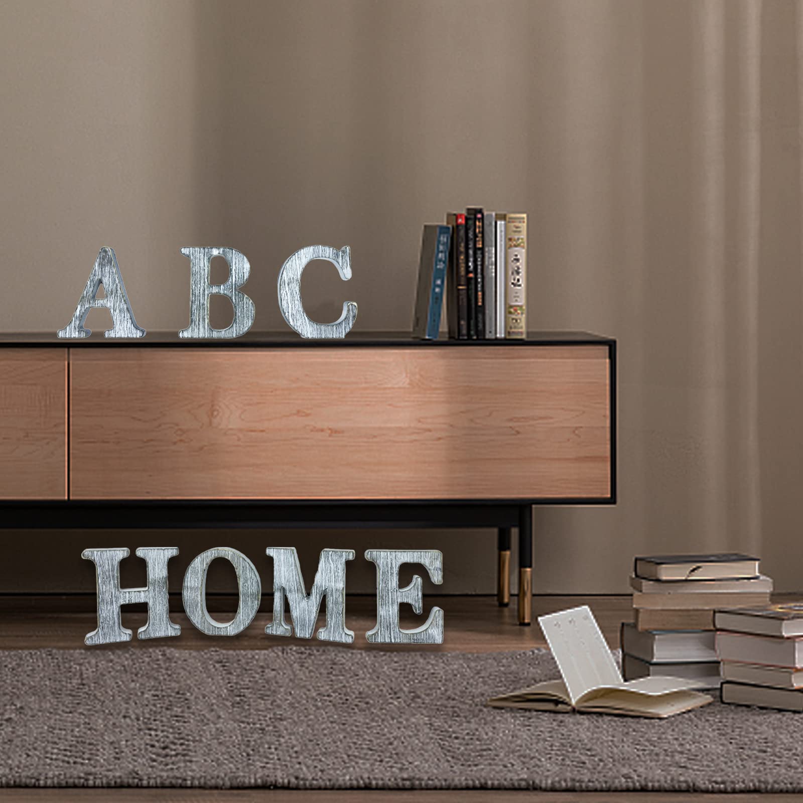 Letras de madera blanca de 4 pulgadas, letras de madera sin terminar para decoración de pared, letras decorativas de pie, decoración de tablero para manualidades, proyectos de fiesta en el hogar (&)