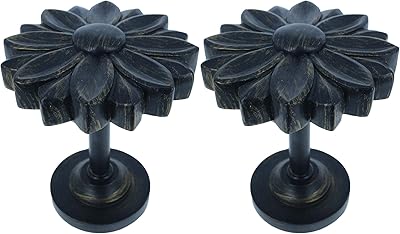 MERIVILLE Set of 2 Blossom Window Drapery Medallion Holdbacks, Curtain Tiebacks, Wall Hook, Tassel Holder, Burnt Gold