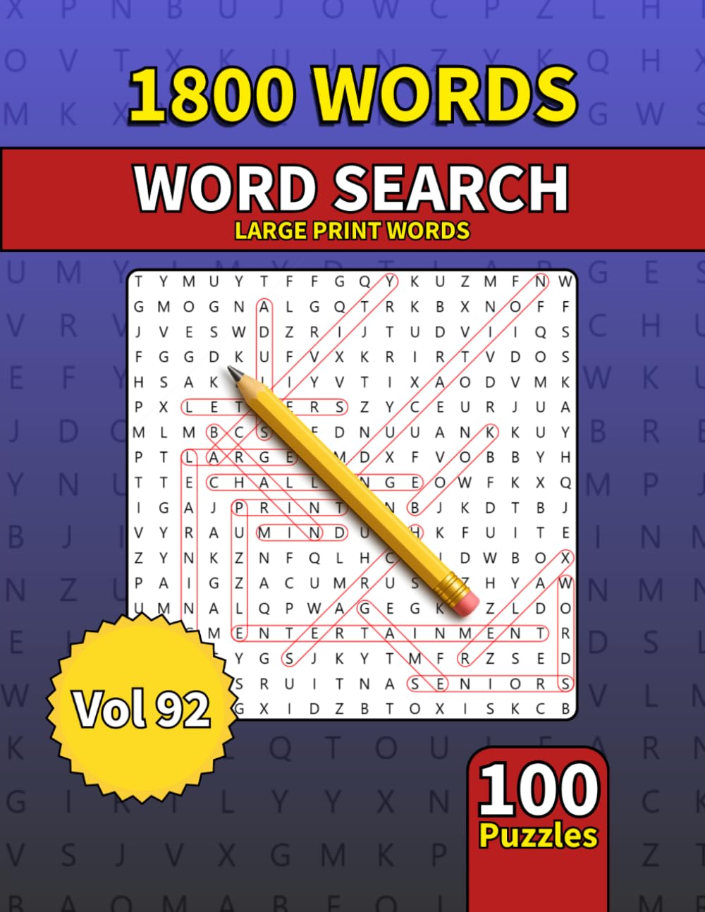 Large Print Word Search Book for Adults: 1800 Words - 100 Puzzles - Varied Themes - Perfect for Adults, Seniors & Teens - Vol 92