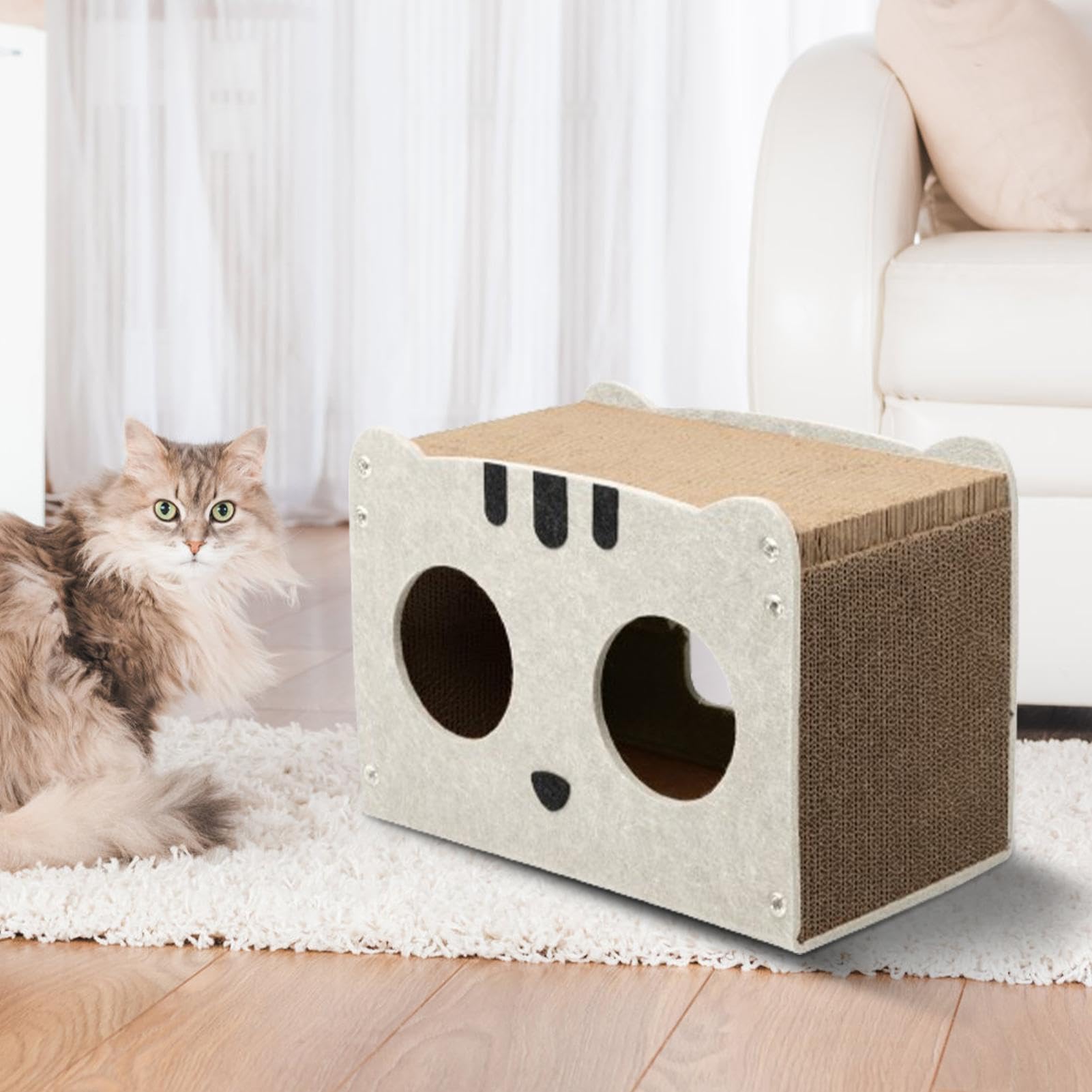 Generic Casa para gatos de cartón – rascador para gatos | rascador para gatos de interior, rascador de cartón ondulado extraíble para gatitos y gatos