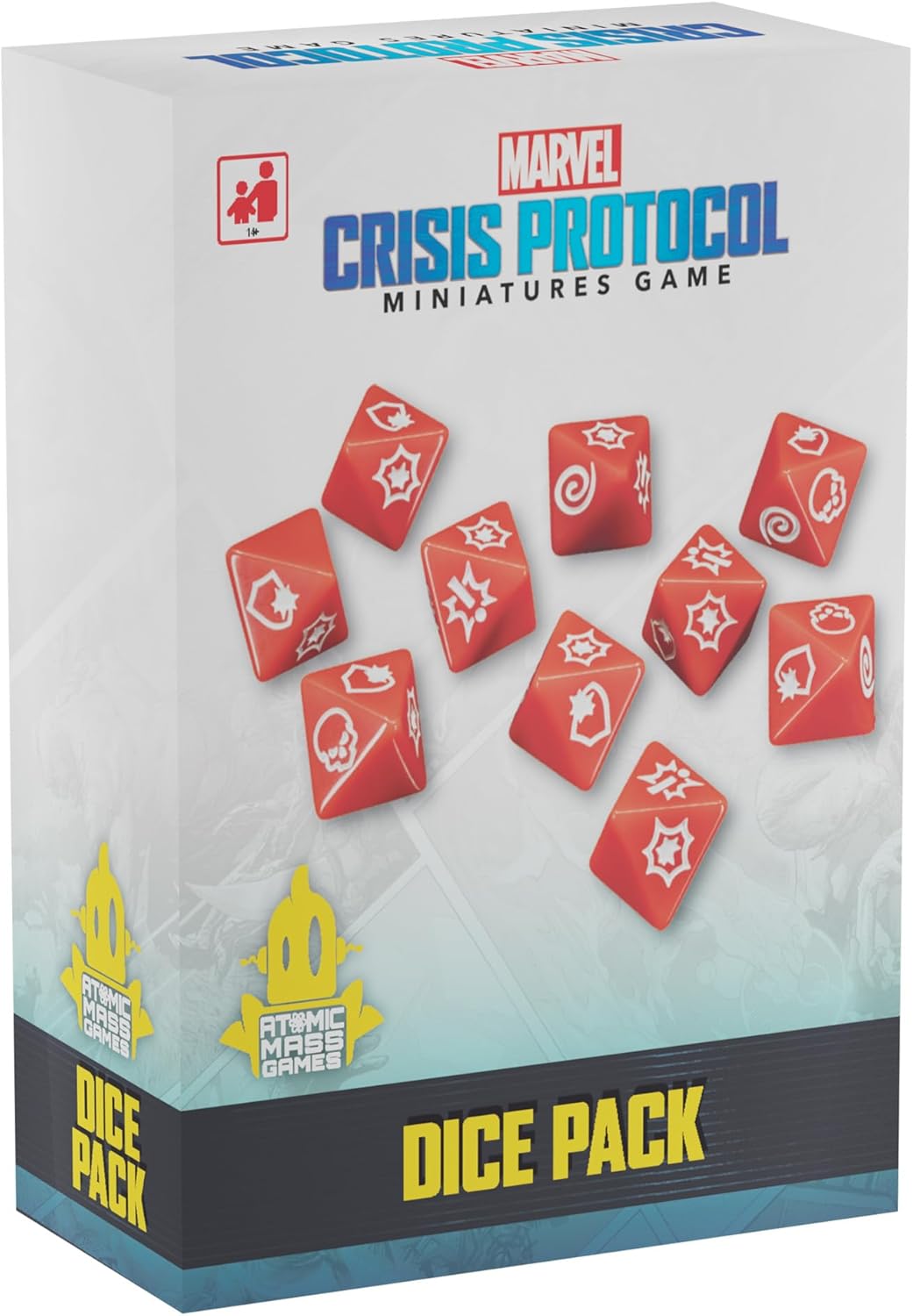 Marvel: Crisis Protocol DICE Pack - 10 Custom 8-Sided Dice for Expanded Gameplay, Tabletop Superhero Game, Ages 14+, 2 Players, 90 Min Playtime, Made by Atomic Mass Games