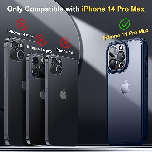 Miniatura 4 de Humixx 【5 en 1】 Funda diseñada para iPhone 14 Pro Max, cuerpo completo a prueba de golpes con 2 protectores de pantalla templado + 2 protectores de