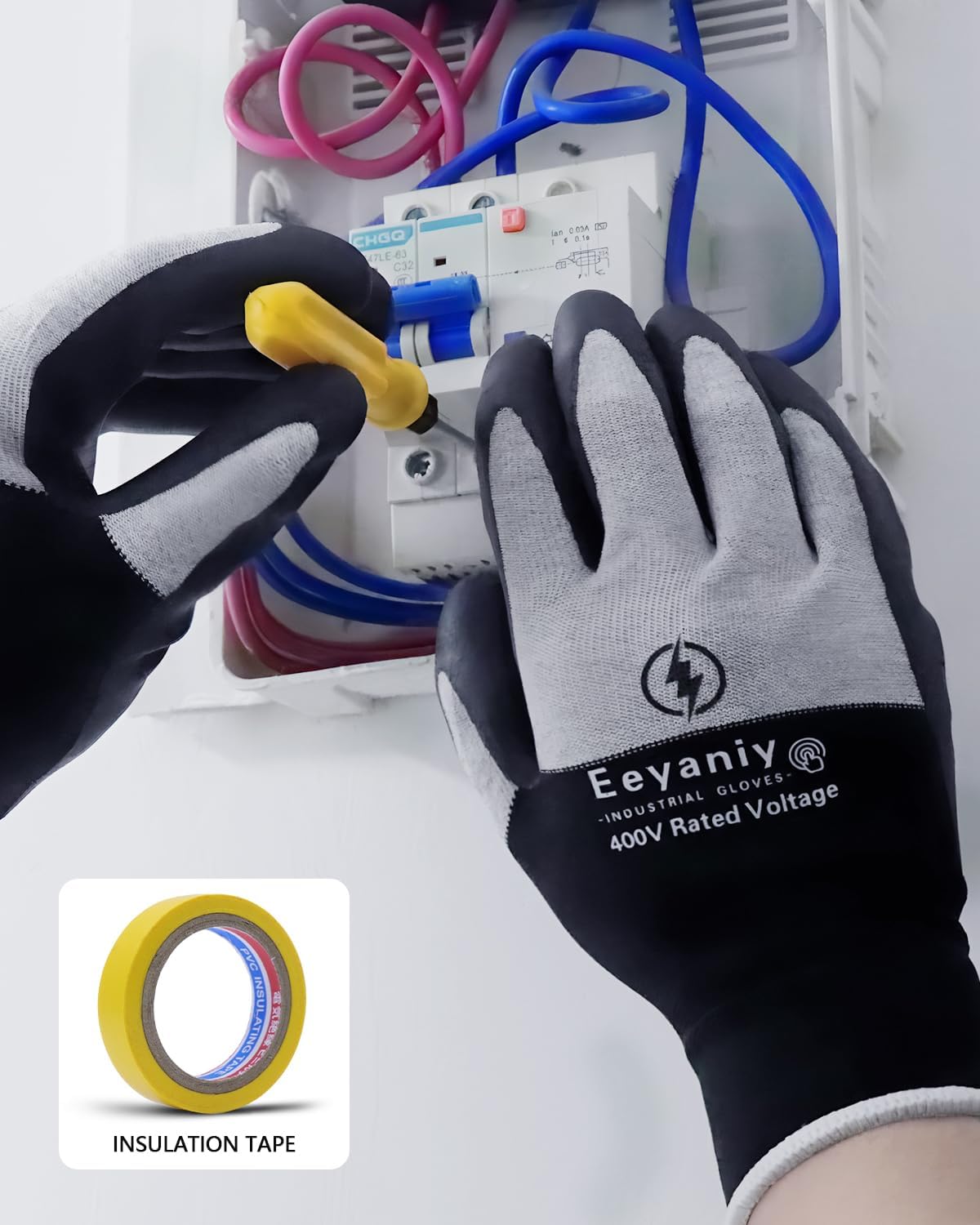 Electrician Gloves 400V Insulated Work Gloves High Voltage Insulated Rubber Non-Slip Electrical Gloves - Image 6