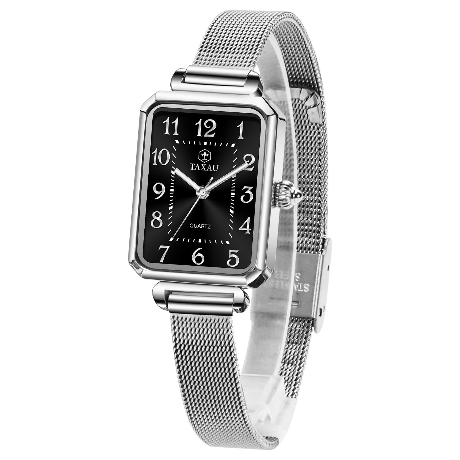 Taxau Herren Uhren Lederarmband Schwarz Ziffernblatt Analog