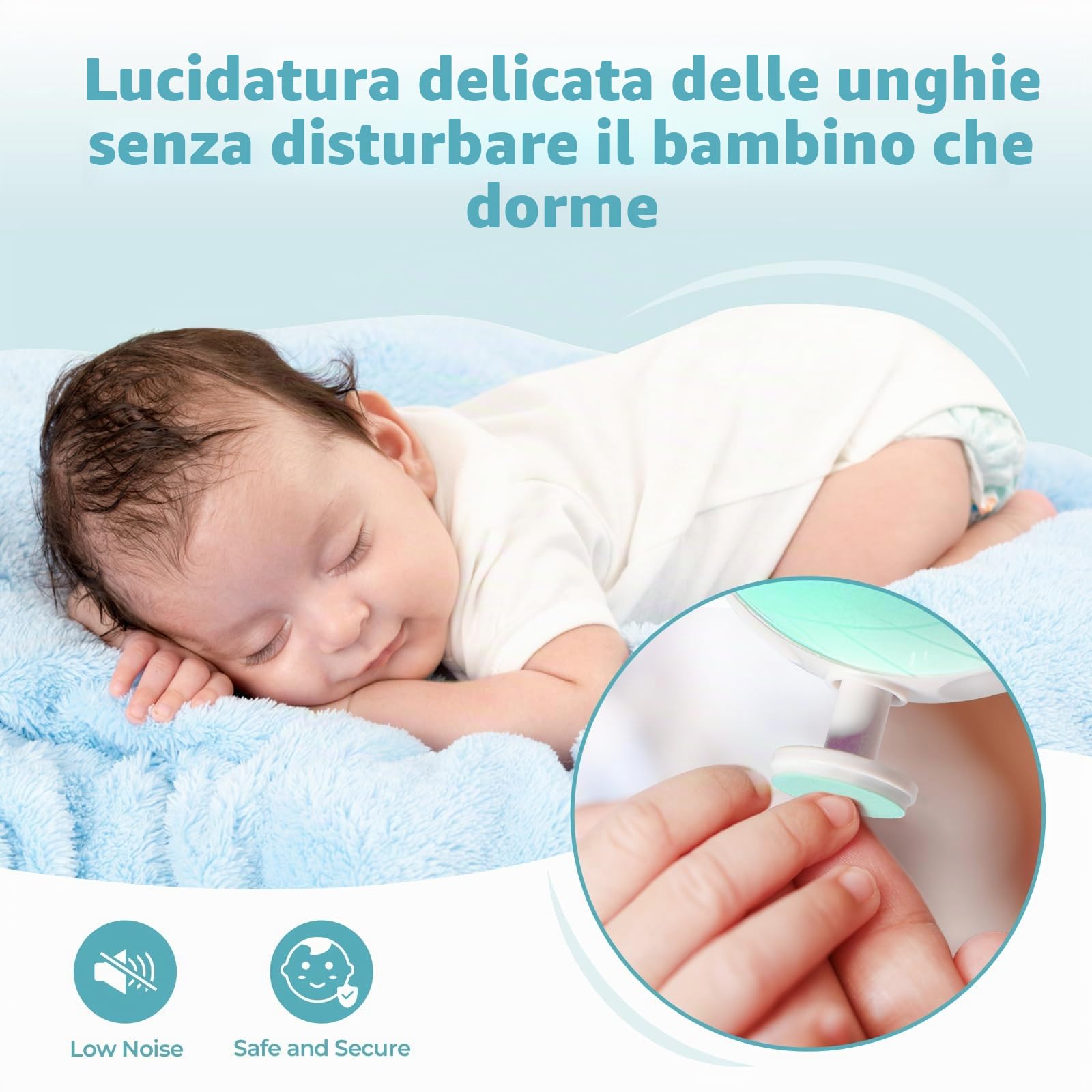 Blendura Lima Unghie Neonato Elettrica, Lima per Unghie Elettrica 6 in 1 per Bambini di Tutte le Età