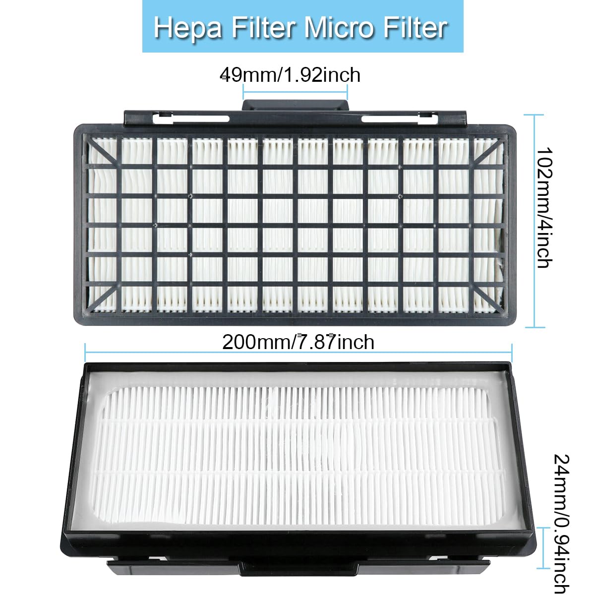 EATBALE HEPA-filter en motorbeschermingsfilter voor Siemens Q5.0 Extreme Silence Power VSQ5X1230 stofzuiger, reserveonderdelen alternatief voor hygiënefilter VZ154HFB (2 stuks