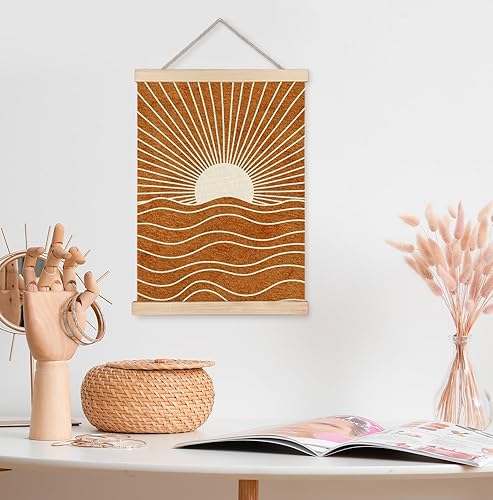 Miniatura 3 de Yomisex Póster abstracto bohemio con luz del sol, arte de pared retro de mediados de siglo, moderno naranja quemado, bohemio, puesta de sol,