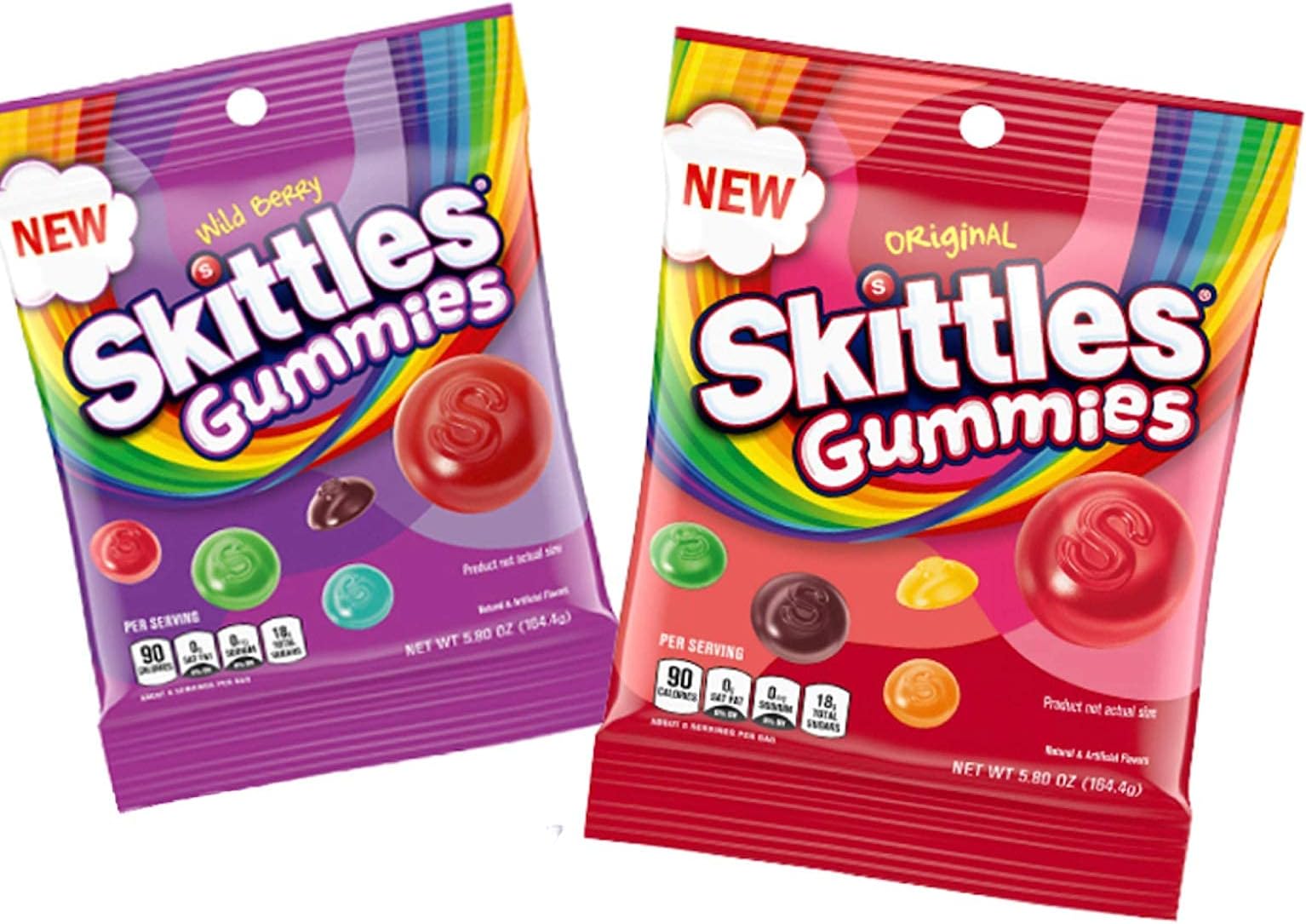SKITTLES Gummy Candy Original and Wild Berry Sharing Size Bags Bundle - Includes 11.6 Total Oz
