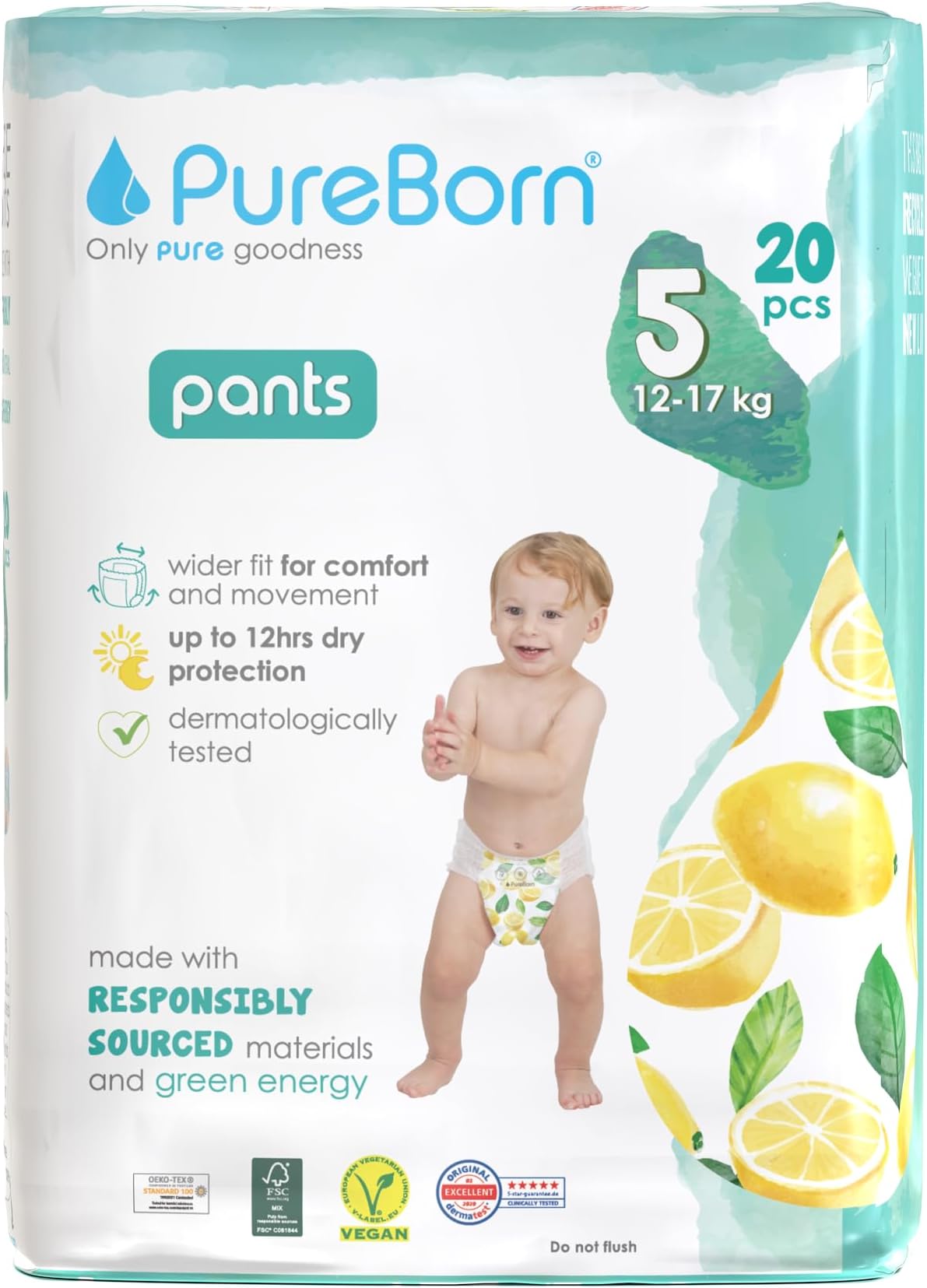 Baby Premium Pull Up Diapers, Training Nappy Pants, Size 5 (12-17 kg), 20 Pieces, Superior Day & Night Protection, Dermatologically Tested, Super Soft, Skin Friendly