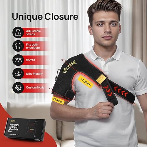 Miniatura 4 de Terapia de luz roja para hombro, almohadilla de terapia de luz infrarroja cercana, correa de terapia de hombro de 660 nm y 850 nm (86 LED),