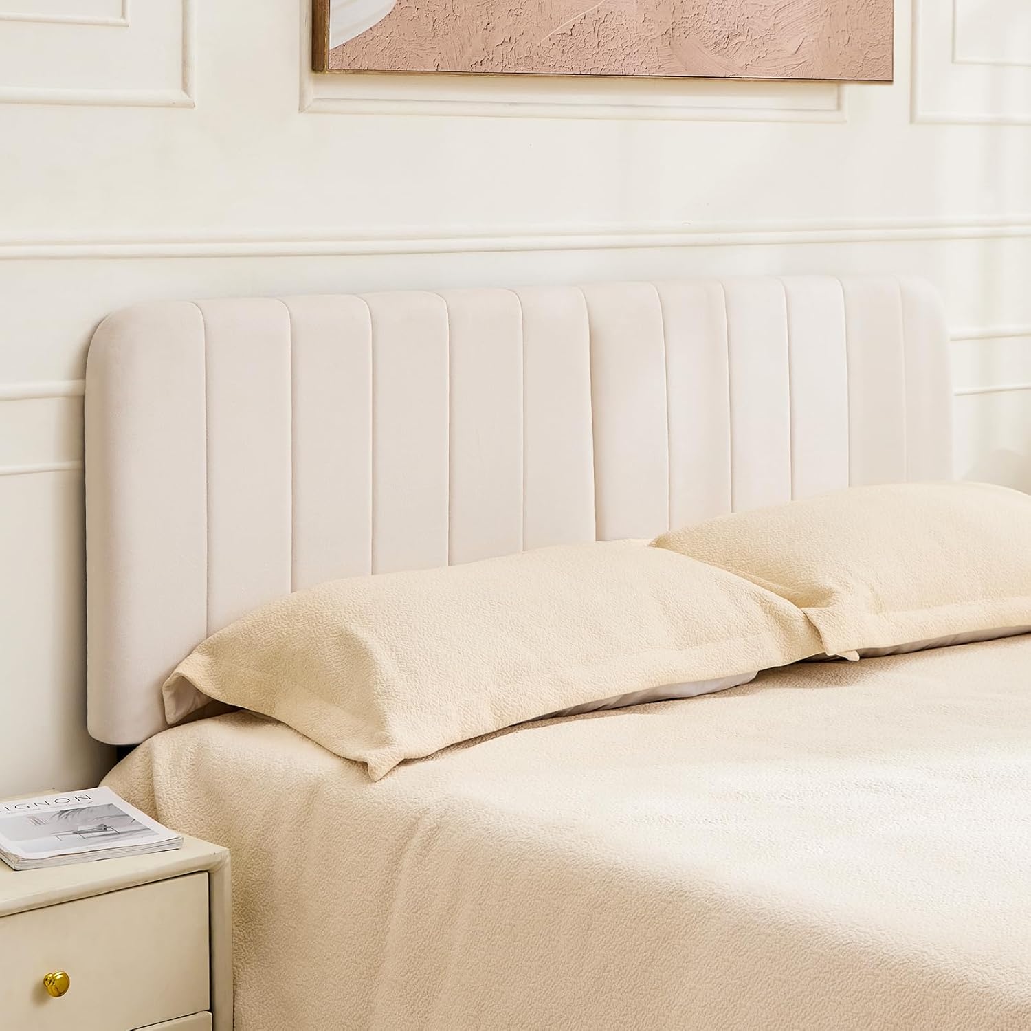Queen Size Headboard Only - Breathable Upholstered Headboard with Soft Padded Fabric, Adjustable Height from 37” to 51” - Easy Assembly, Minimalist Bed Backboard for Queen Bed Frame, Beige | Adjustable Height