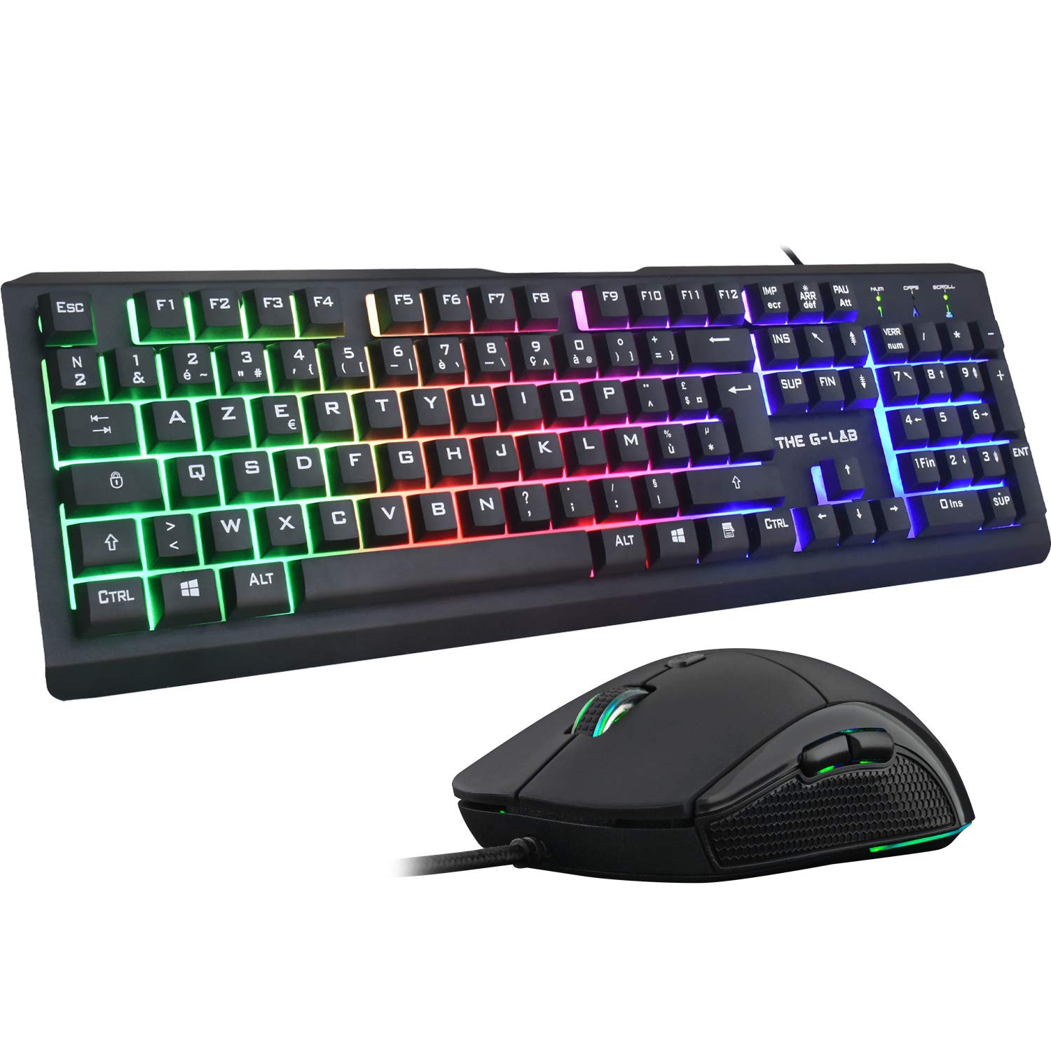 THE G-LABCombo Iridium - Gamer Keyboard and Mouse with LED Backlight - QWERTZ Gaming Keyboard USB Anti-Ghosting + 3200 DPI Gaming Mouse with 6 Buttons - PC PS4 PS5 Xbox - 2023