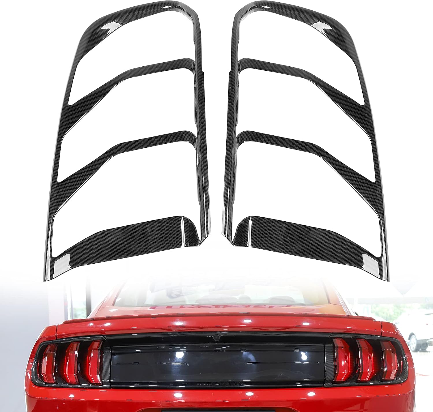 RT-TCZ Carbon Fiber Tail Light Lamp Cover Guard Trim Frame Bezels Decoration Accessories for Ford Mustang 2018-2023