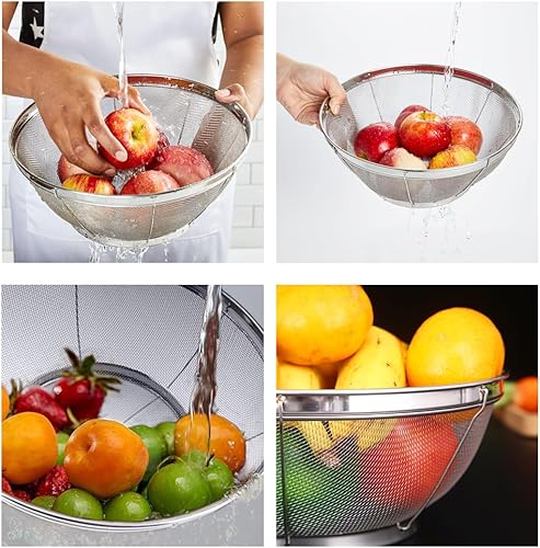 Miniatura 2 de Colador de malla fina de 4 cuartos de galón, tamiz de malla extra fina para cocina, perfecto para colar arroz, pasta, quinua, colador de acero
