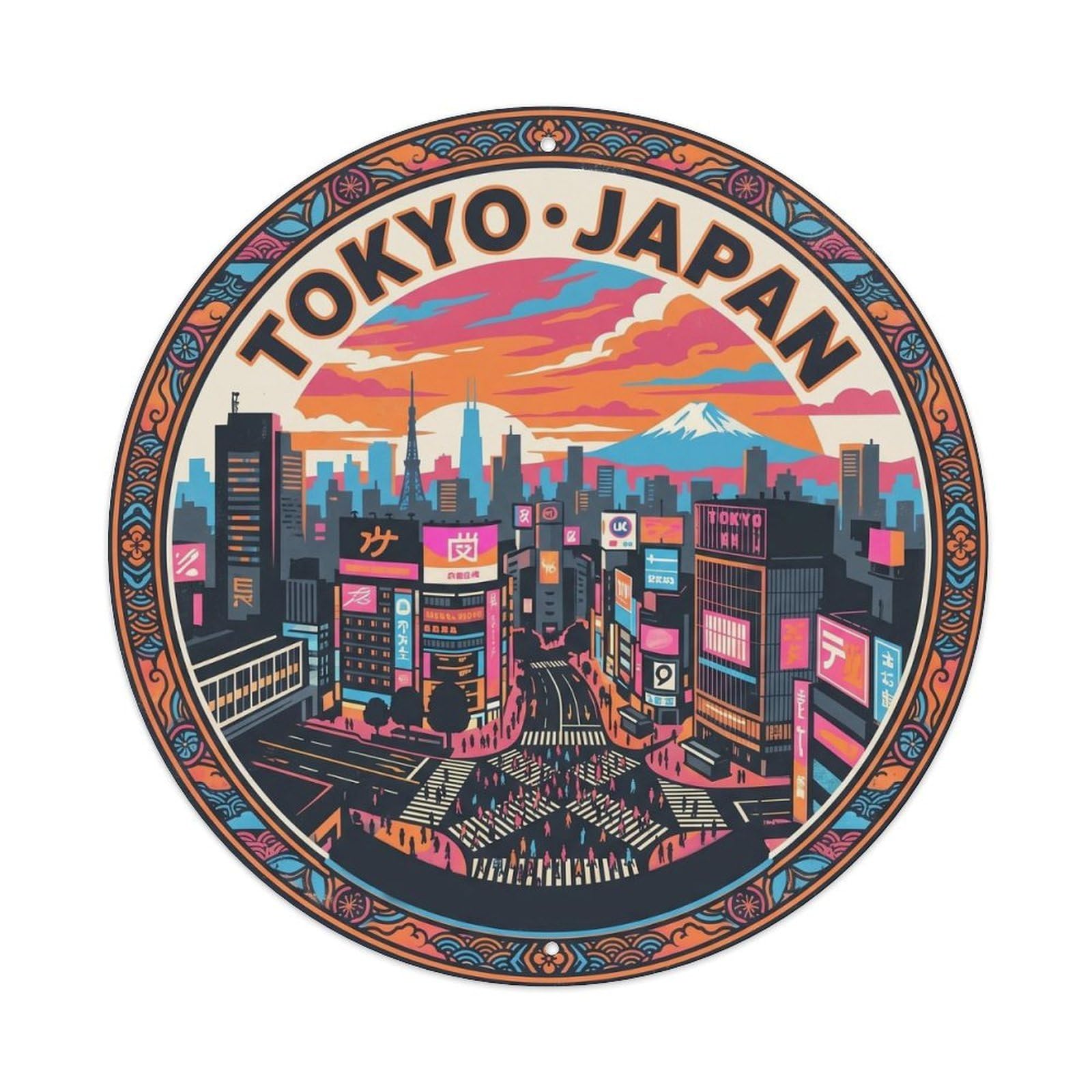 Tokyo Shibuya Sky Rooftop Scramble Crossing Castle Metal Tin Sign
