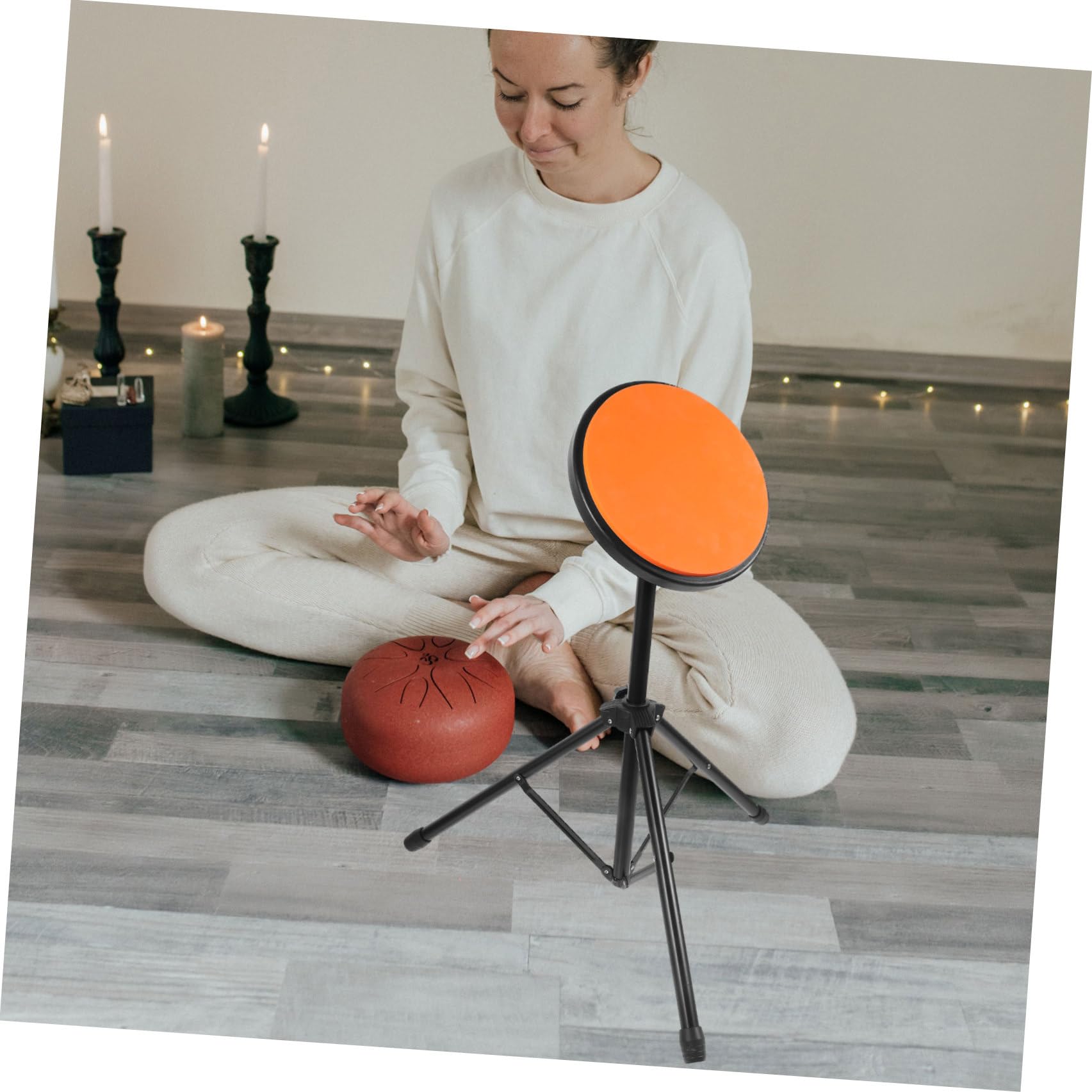 Toddmomy Pad di Allenamento Batteria Silenzioso da 8 Pollici con Supporto Pieghevole Portatile, Materiale in Gomma e Ferro, per Esercizi di Batteria e Registrazioni