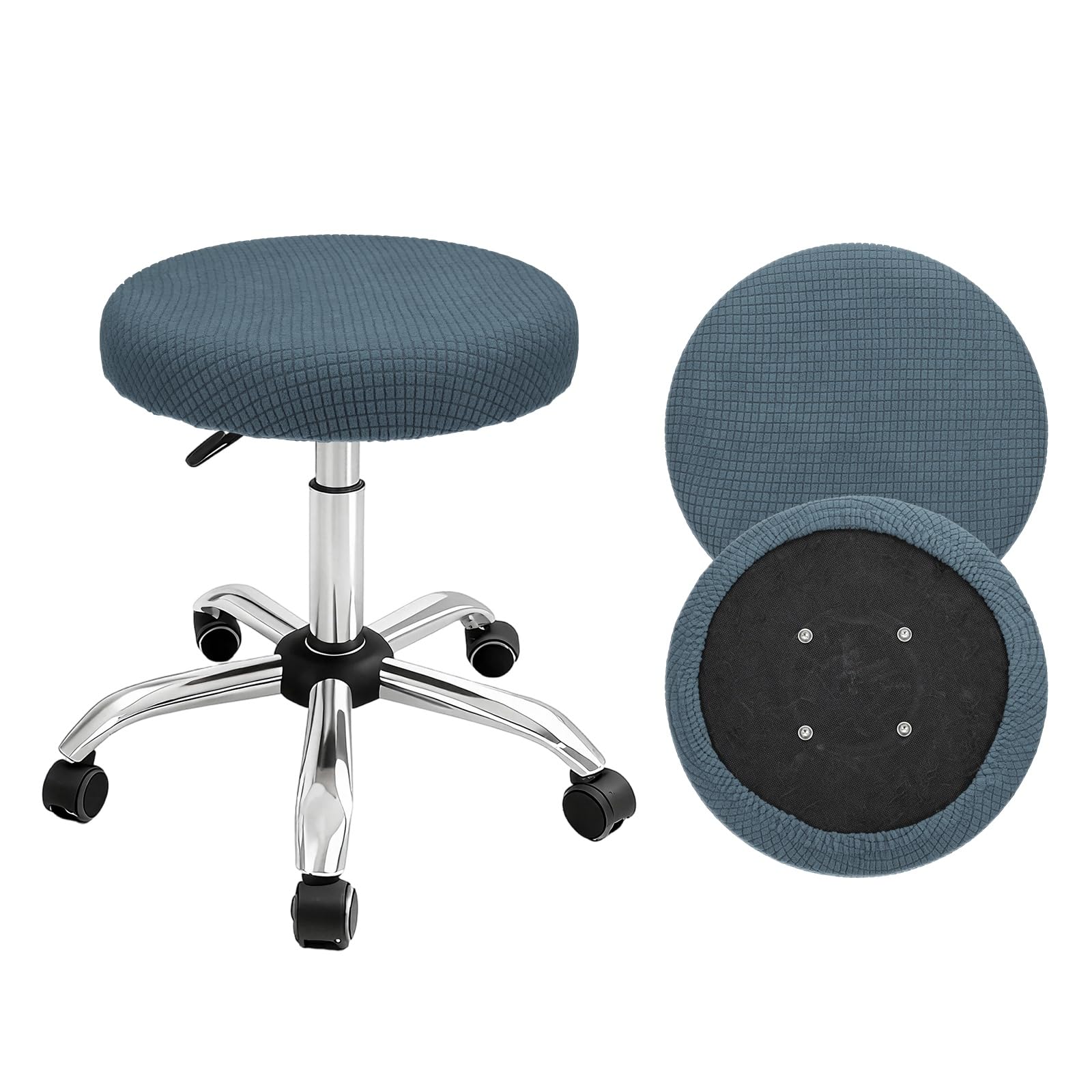 sourcing map 4Pcs Stool Covers Round, Stretchy Bar Stool Covers with Elastic Bands Washable Jacquard Stool Cushion Slipcover Fit 12-14 Inch Round Chair for Bars Home Market Hotel, Gray