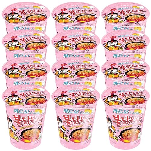 WaNaHong Samyang Hot Chicken Flavour Carbonara Ramen Cup (Pack of 12 Cup) - 960 g (Pack of 1)