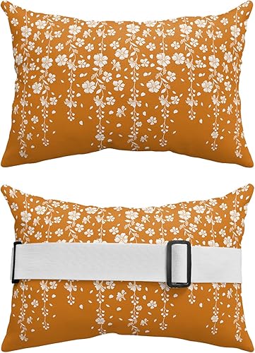 Miniatura 2 de Paquete de 4 fundas de almohada lumbares de color naranja quemado, impermeables, para exteriores, diseño de flores lloronas, para patio, playa, 12 x