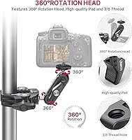 Vista 5 de ULANZI Super Clamp - Soporte de abrazadera para cámara monitor de 360°, brazo mágico, adaptador de cabezal de bola doble con rosca de 1/4"-20