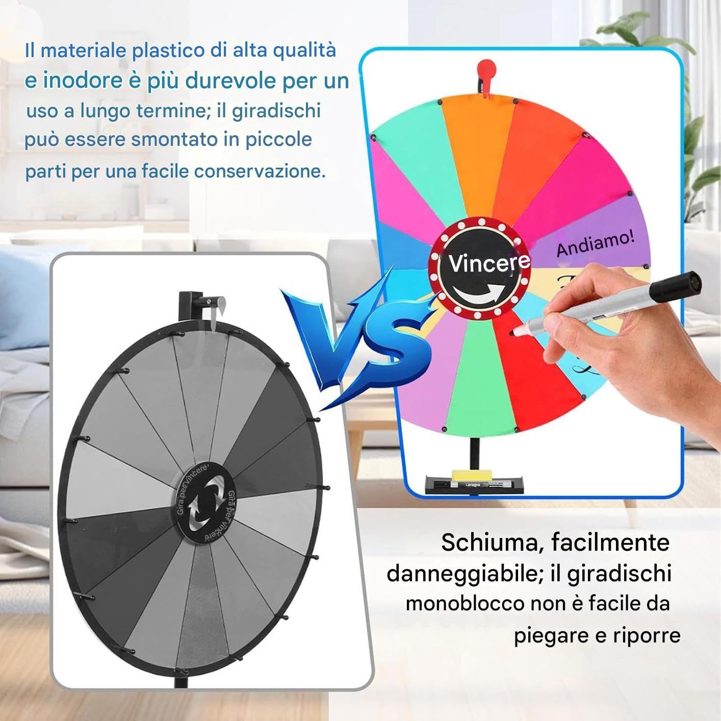 Ruota a Rotazione Strumento Regolabile Riutilizzabile e Divertente | Ruota da Compatta per Feste di Compleanno, Giochi in Classe, Eventi di Shopping, Uso Interno ed Esterno e per la Casa