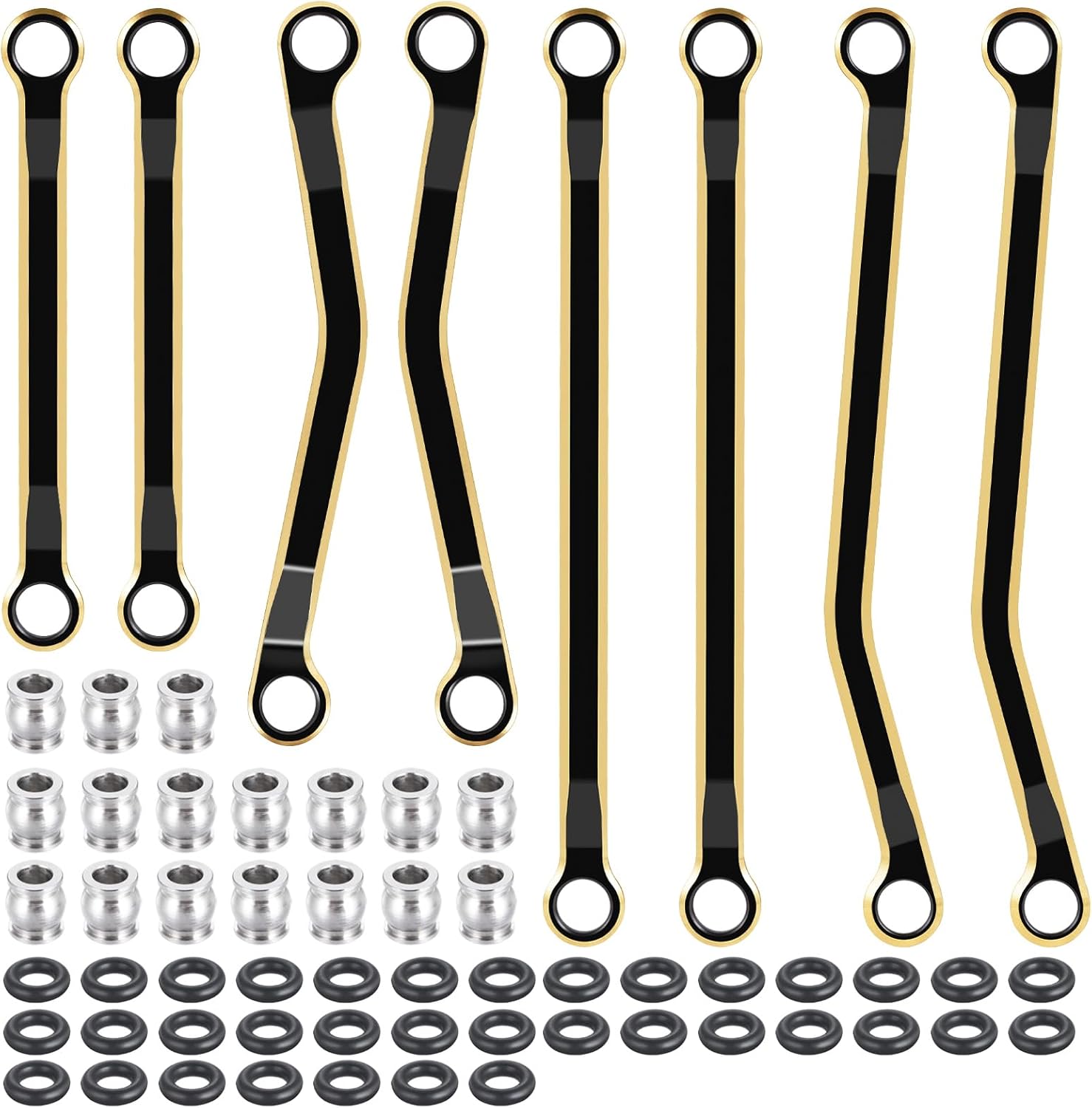 8PCS TRX4M Brass High Clearance Chassis Links Set Black Coating Link Counterweight Heightened Link Rod Kit Linkage Set for 1/18 RC Crawler TRX4M High Trail K10 F150