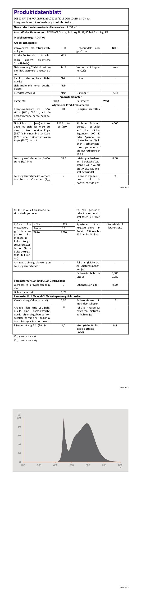 Osram Kosteneffiziente LED-Röhren für elektromagnetische Vorschaltgeräte, 20 W, G13, Tube, double-ended, 4000 K, LEAD FREE Glas, Kalt weiß, 8-er Pack