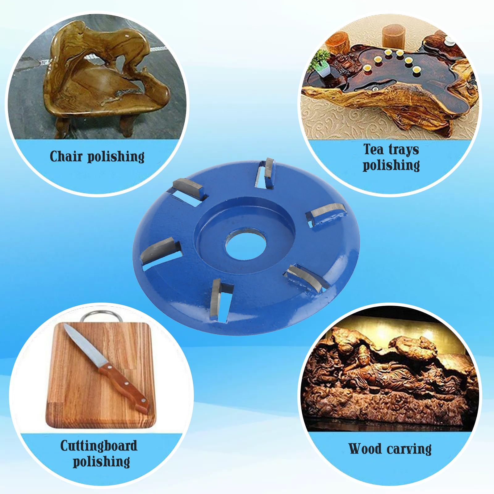 Majatou Stump Remover Meuleuse d'angle Disque de Sculpture Sur Bois en Acier 6 Dents Flowil Out de Travail du Bois Meuleuse d'angle Accessoires Lame 'Arc (Lame d'arc)