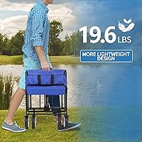 Vista 3 de Carros plegables de alta resistencia con ruedas, mango ajustable, carrito de playa plegable para comestibles al aire libre, pesca, campamento