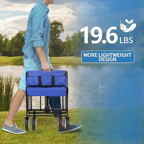 Miniatura 3 de RROCOSIA Carros plegables de alta resistencia con ruedas, mango ajustable, carrito de playa plegable para comestibles al aire libre, pesca,