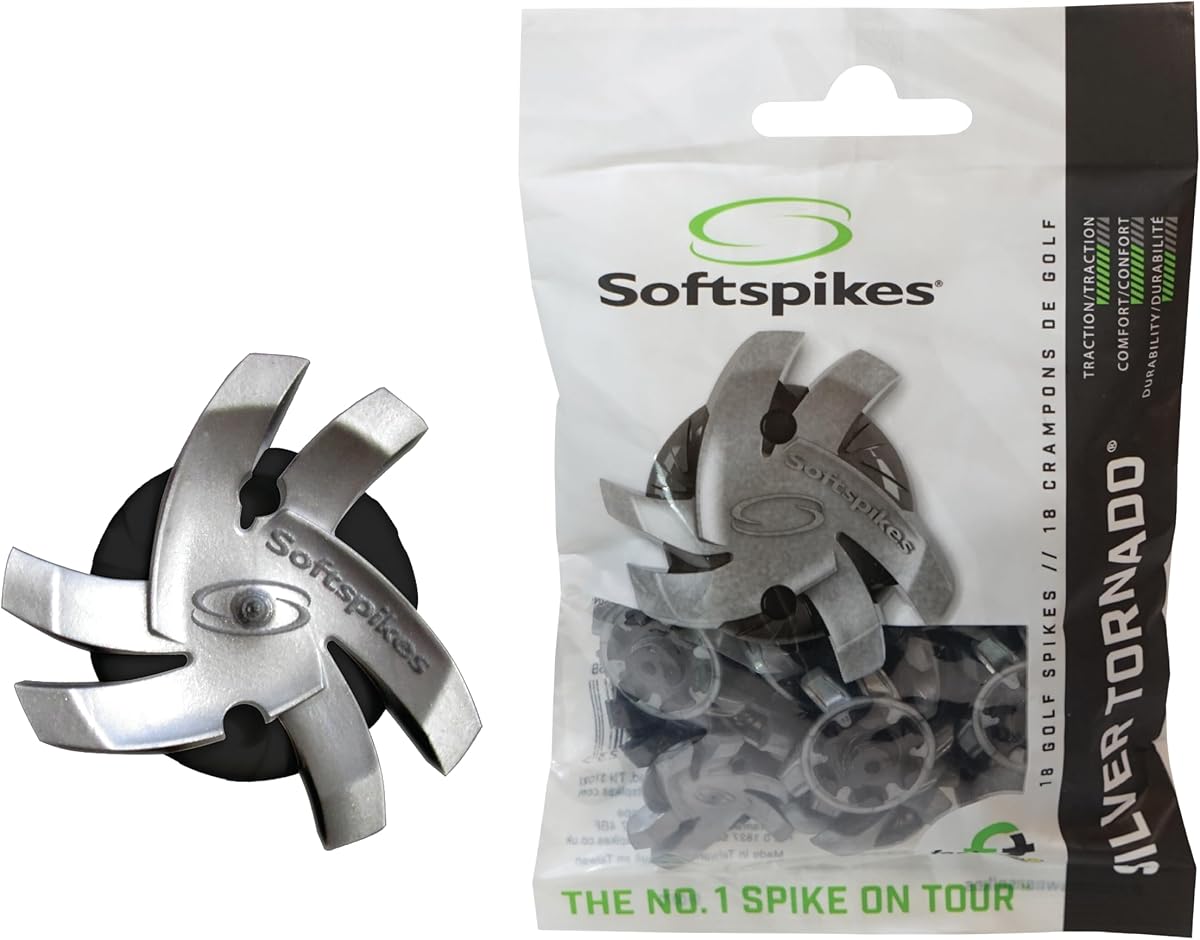 SOFTSPIKES Silver Tornado Fast Twist 3.0 Golf Spikes, 18 Count