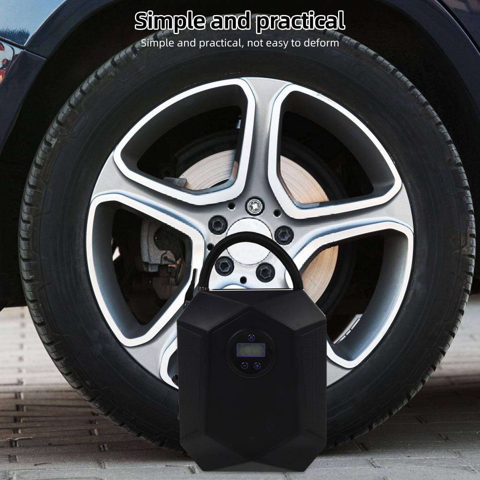 Tragbare Autoreifen Luftpumpe 12v aus Abs und Kupfer mit Digitalanzeige